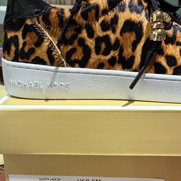 BNWT Michael Kors Scotty Cheetah Haircalf Print Low-Top Fashion Sneaker - - Picture 6 of 7